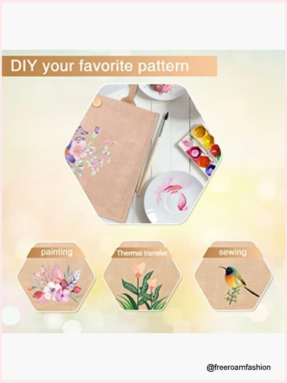 4-Pack Jute Tote Bags Reusable Shopping Bags Large Capacity